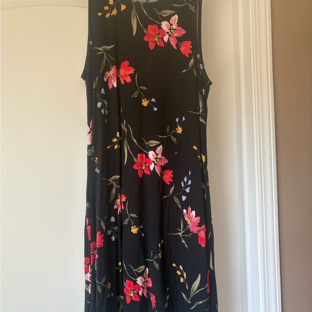 Old Navy Floral Sleeveless Black Dress